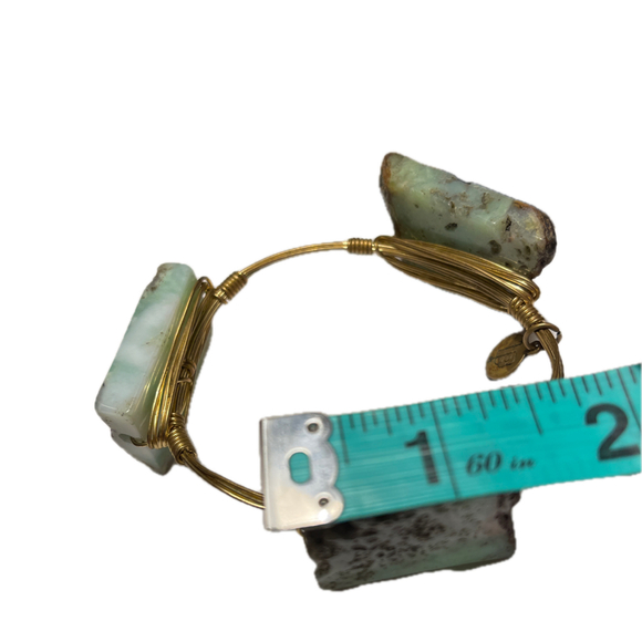 Bourbon & Bowties BB Gold Plated Wire Wrap Bangle Bracelet Green Natural Stone - Picture 5 of 11